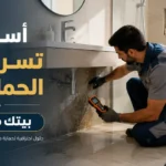 فني يفحص أسباب تسربات الحمامات داخل منزل باستخدام جهاز كشف الرطوبة