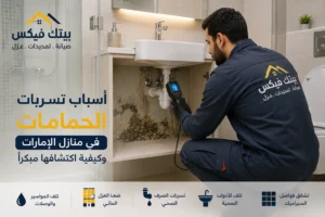 أسباب تسربات الحمامات وفحص المواسير أسفل المغسلة