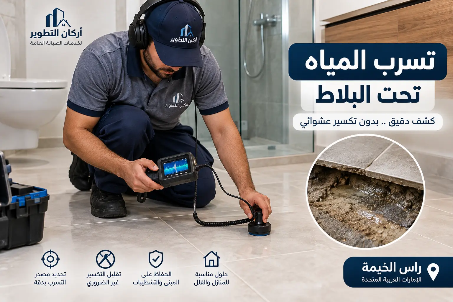 تسرب المياه تحت البلاط